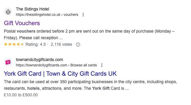 review in google search results with 121 website doncaster