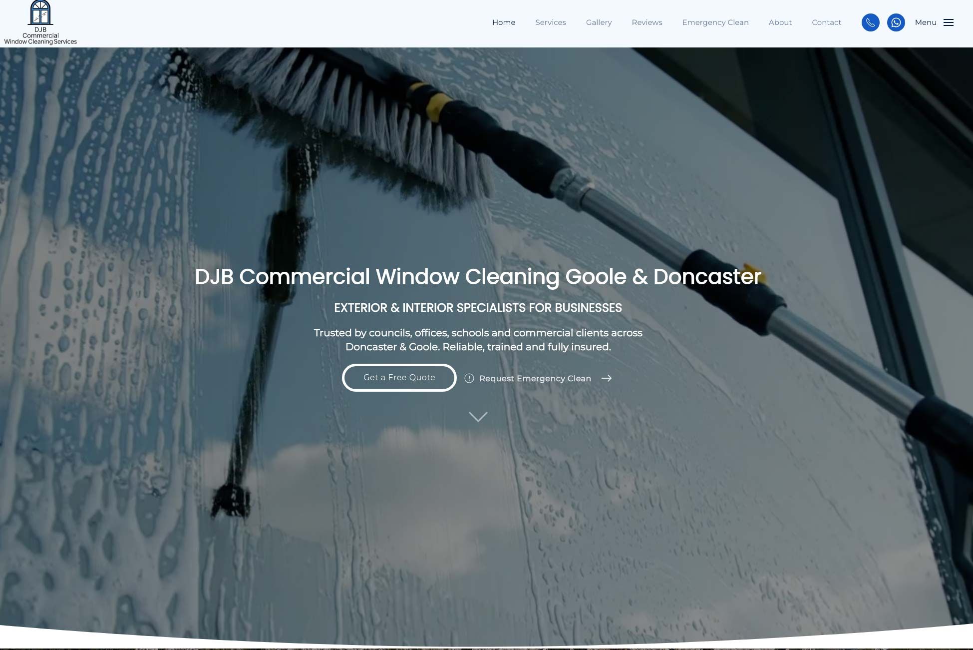 DJB Commercial Window Cleaning WordPress website for Doncaster and Goole businesses